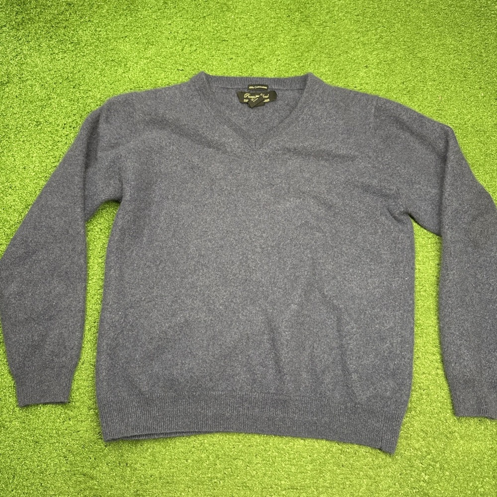 Pronto Uomo Cotton Cashmere Sweater Mens Long Sleeve V Neck Size M/S